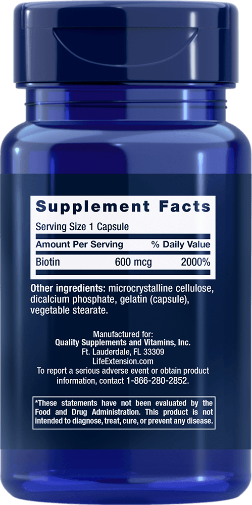 Biotin, 600 mcg, 100 Cápsulas - newfoodsbr