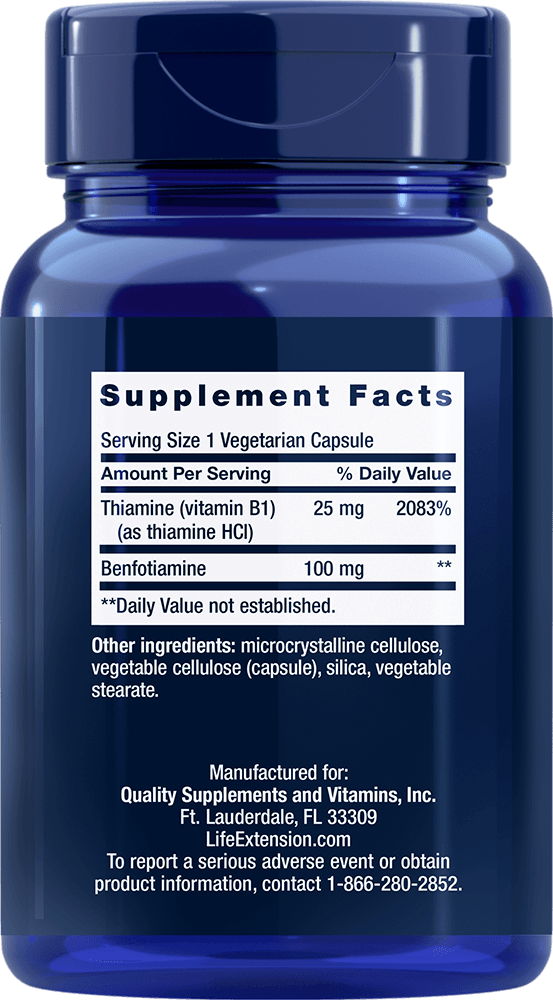 Benfotiamine with Thiamine, 100 mg, 120 cápsulas vegetarianas - newfoodsbr