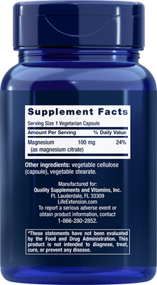 Magnesium (Citrate), 100 mg, 100 Cápsulas Vegetarianas - newfoodsbr