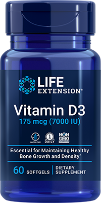 Vitamina D3, 175 mcg (7000 IU), 60 Softgels - Life Products Br
