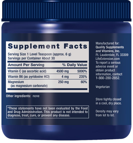 Effervescent Vitamin C Magnesium Crystals, 180 Gramas - newfoodsbr