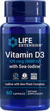Vitamin D3 with Sea-Iodine™, 125 mcg (5000 IU), 60 Cápsulas - Life Products Br