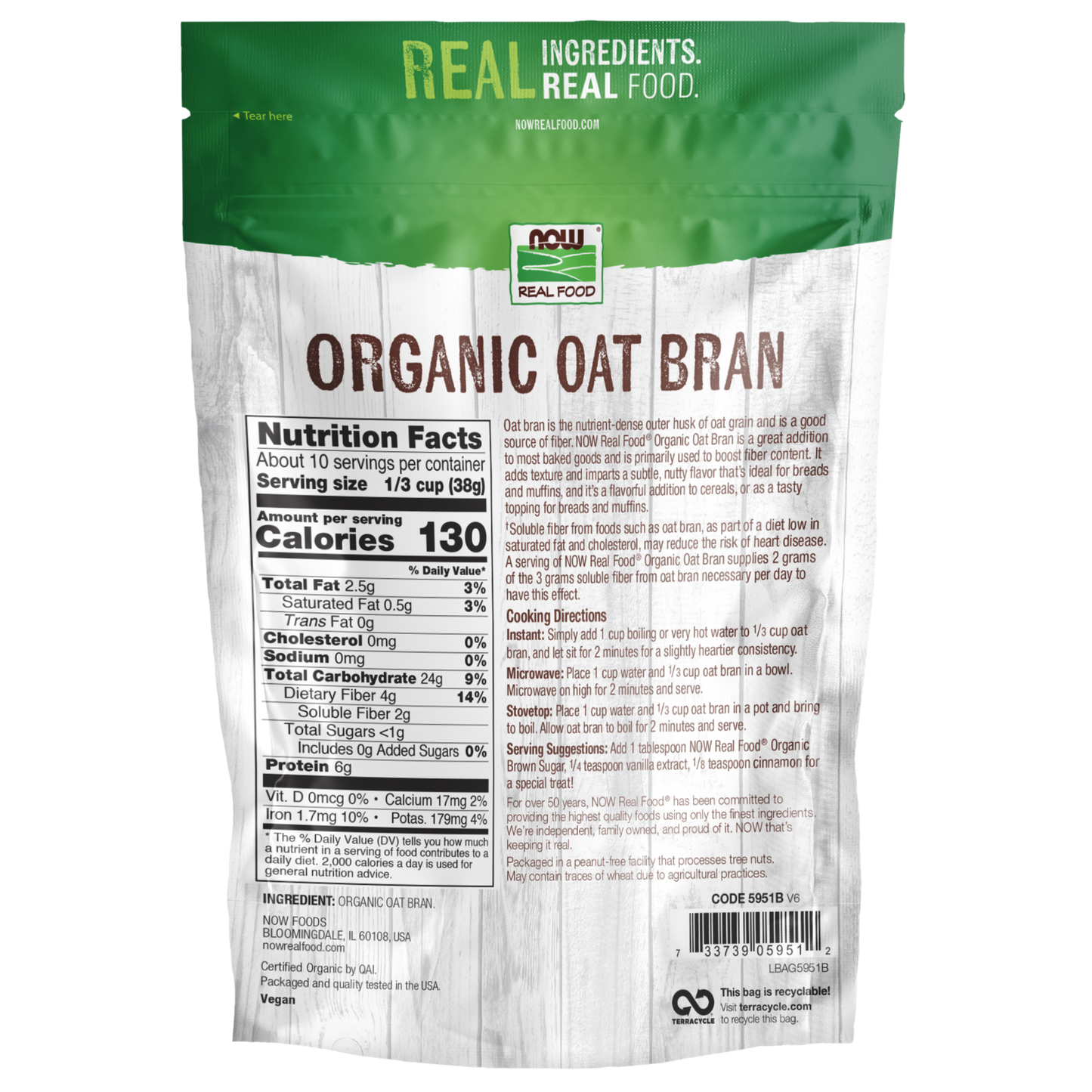 Farelo de Aveia, Orgânico, (397 g)