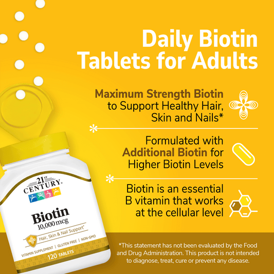 Biotina 10.000mcg — 21st Century, 120 Comprimidos