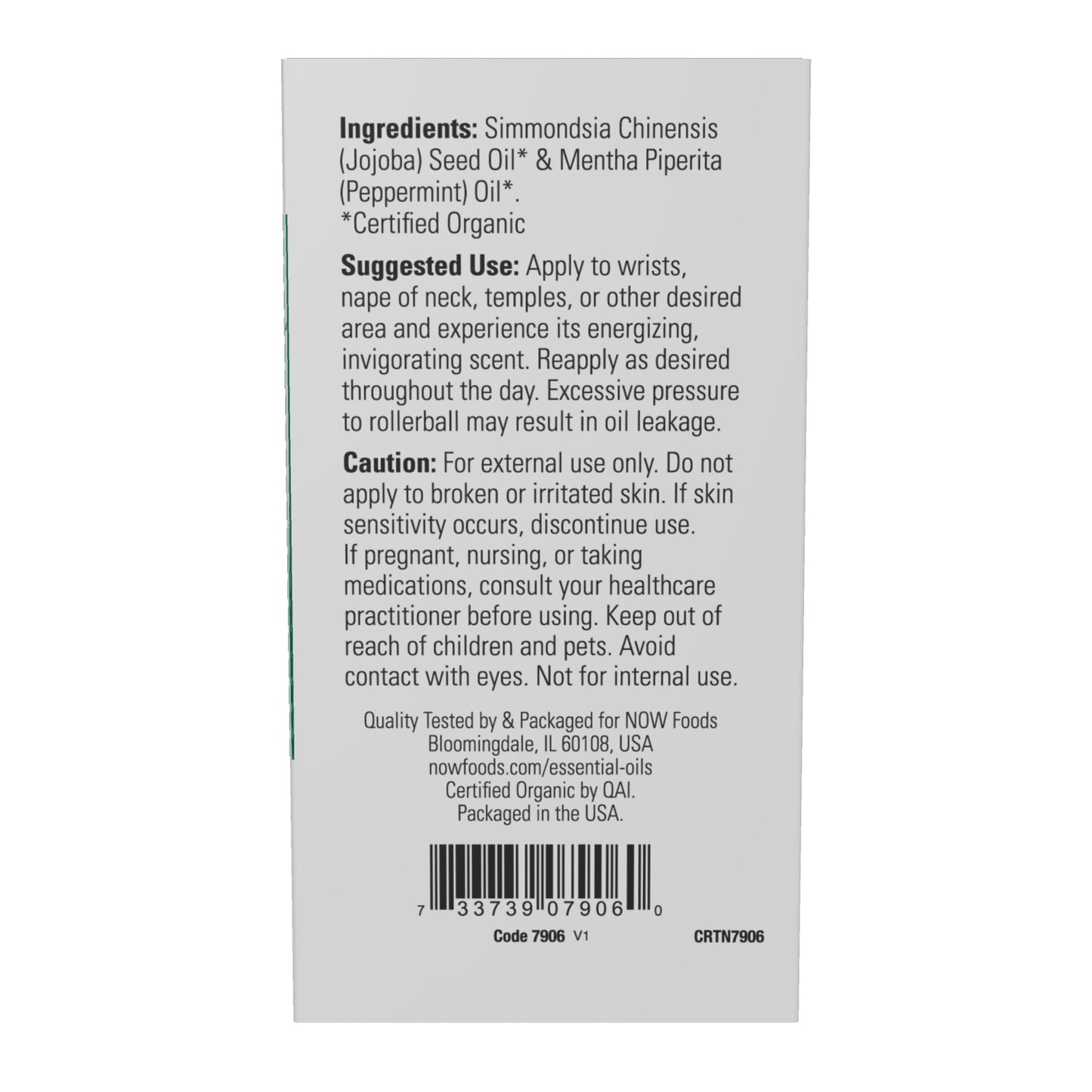 Mistura de óleo essencial de hortelã-pimenta, roll-on orgânico, ( 10 ml)