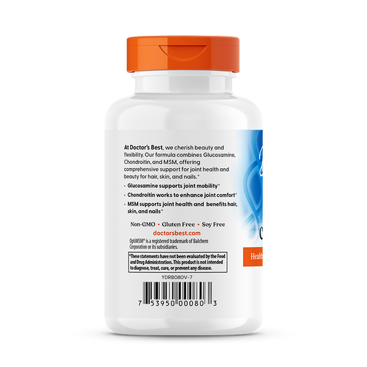 Glucosamina Condroitina MSM — Doctor's Best, 120 Cápsulas Vegetarianas