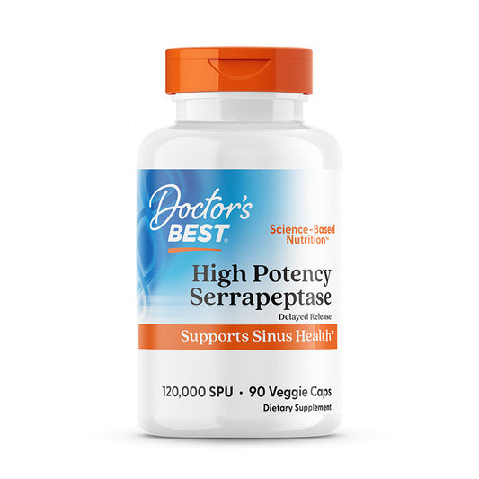 Serrapeptase Alta Potência 120.000 SPU — Doctor's Best, 90 Cápsulas de Liberação Retardada