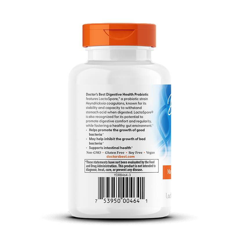 Probiótico 2 Bilhões UFC com LactoSpore — Doctor's Best, 60 Cápsulas Vegetarianas