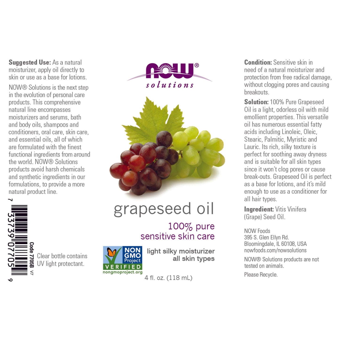 Óleo de Semente de Uva, (118 mL)