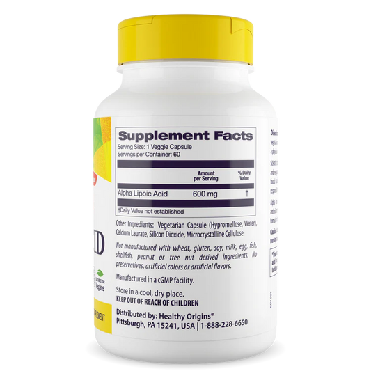 Ácido Alfa Lipóico, 600 mg, 150 Cápsulas - Healthy Origins