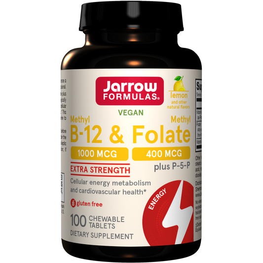 Metil B-12 + Metilfolato Força Extra (Limão) — Jarrow Formulas, 100 Comprimidos Mastigáveis