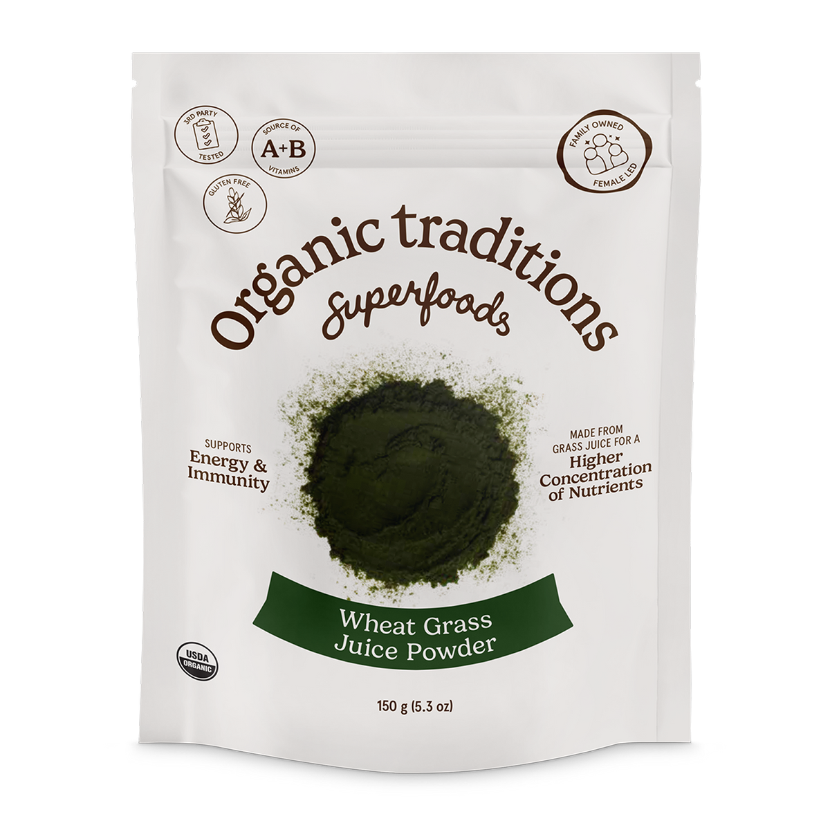 Suco de Grama de Trigo em Pó (Wheat Grass) — Organic Traditions, 150g