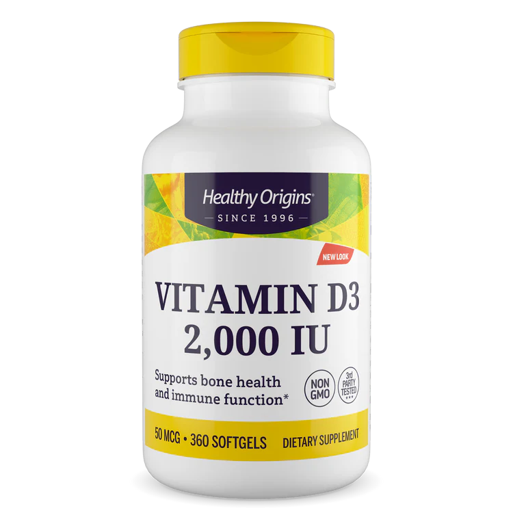 Vitamina D3 (com óleo MCT) 2.000 UI 360 Cápsulas Gelatinosas, Healthy Origins