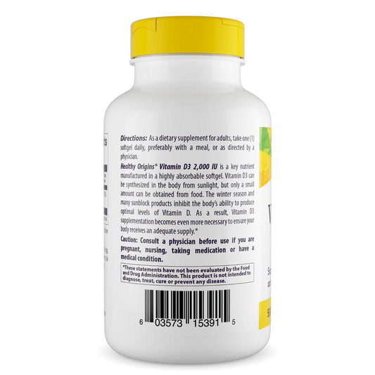 Vitamina D3 (com óleo MCT) 2.000 UI 360 Cápsulas Gelatinosas, Healthy Origins