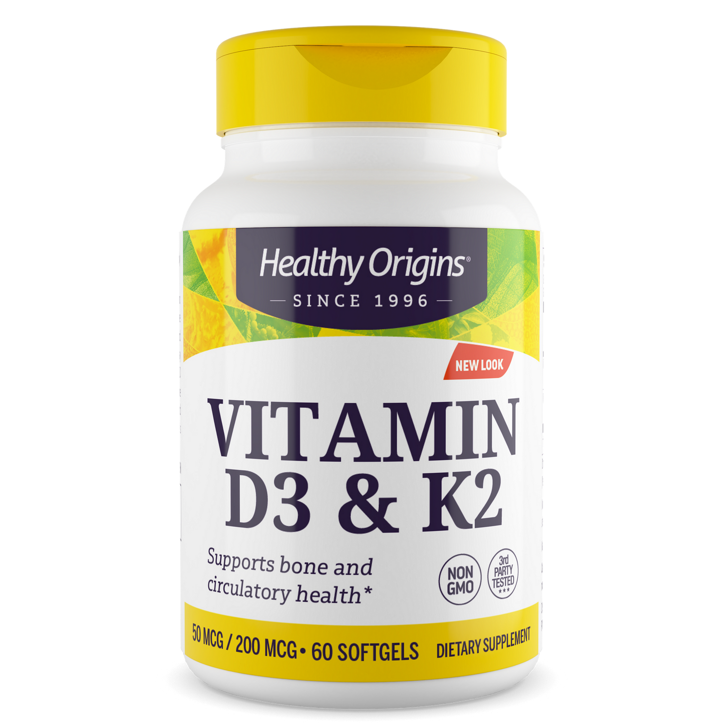 Vitamina D3 e K2 50mcg/200mcg Healthy Origins 60 softgels