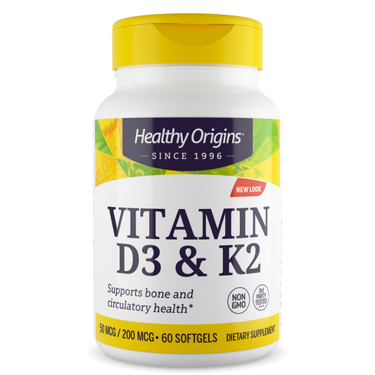 Vitamina D3 e K2 50mcg/200mcg Healthy Origins 60 softgels