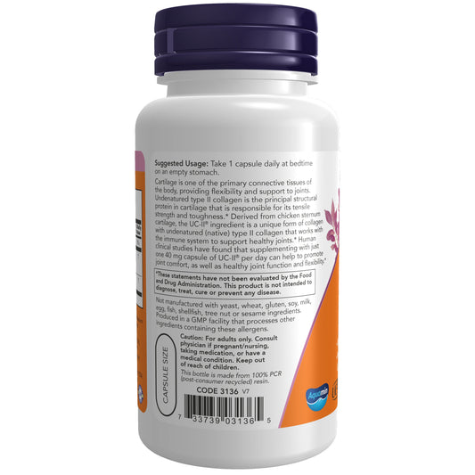 Colágeno Tipo II UC-II®, 120 Cápsulas Vegetarianas