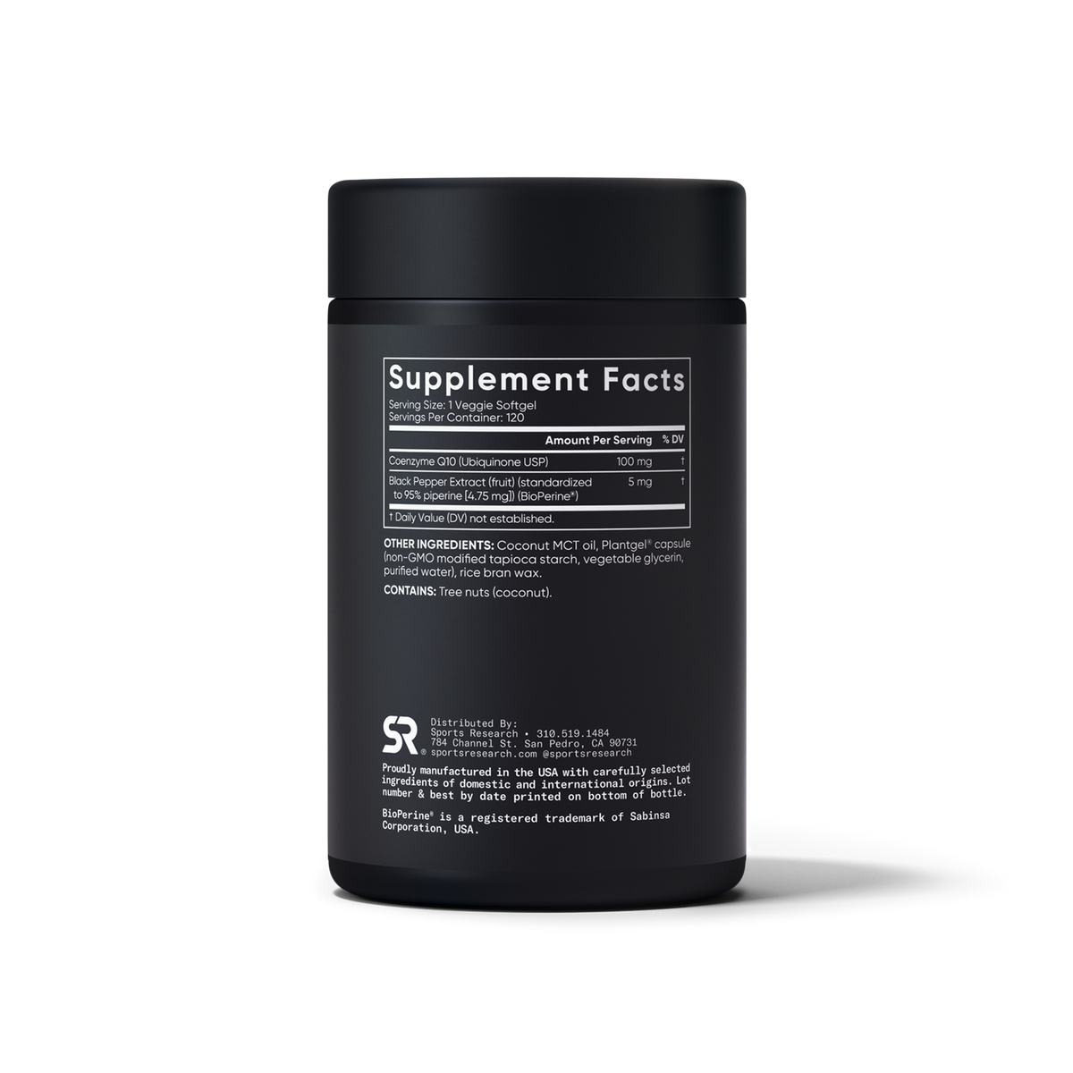 CoQ-10 100mg 120 Softgels Sports Research - verso