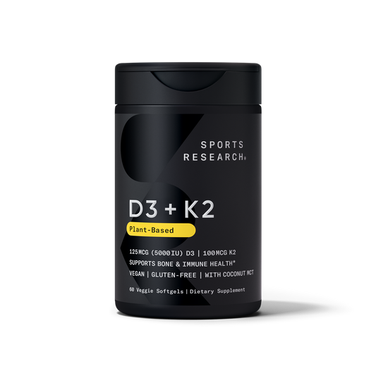 Vitamina D3+K2 Vegana (5.000UI D3 / 100mcg K2) — Sports Research, 60 Softgels