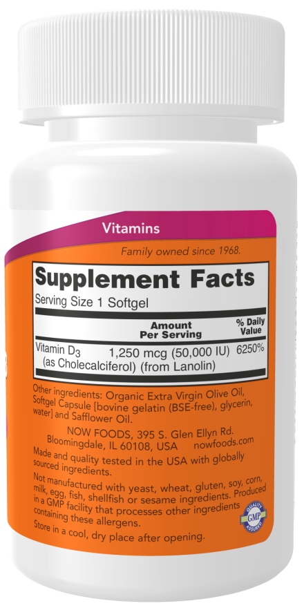 Vitamina D-3 50000 UI, 50 Softgels