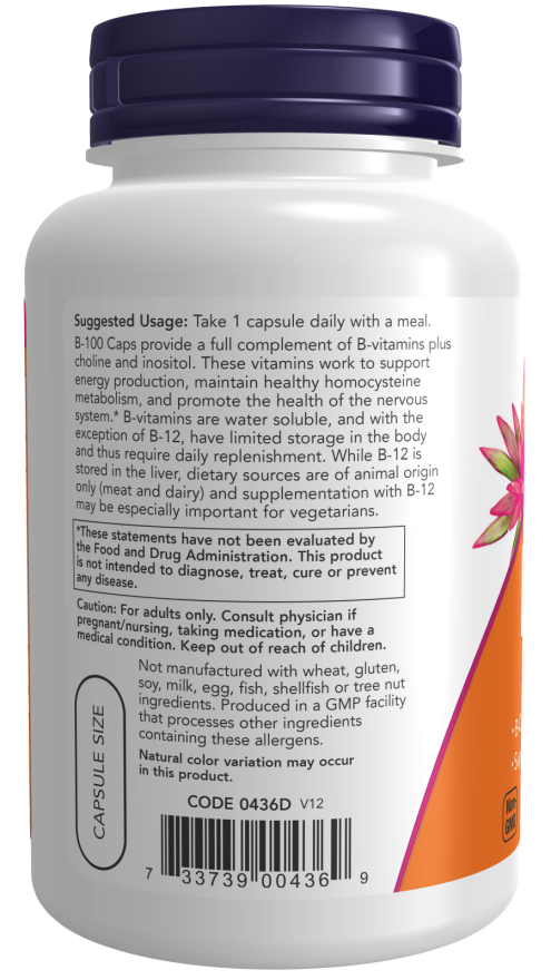 Vitamina B-100, 250 Cápsulas Vegetarianas