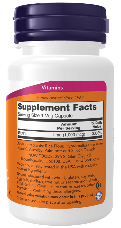 Biotina, 1000 mcg, 100 Cápsulas Vegetarianas