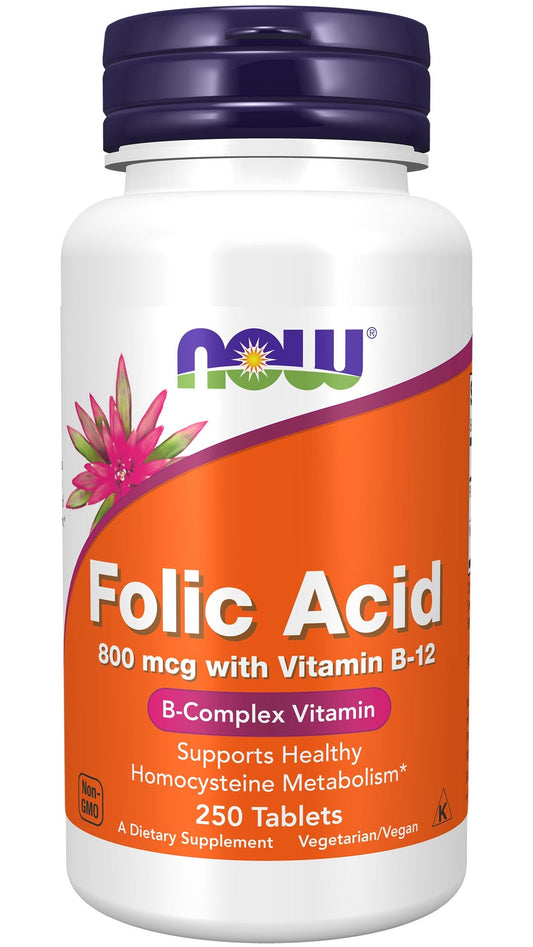 Ácido fólico 800 mcg com vitamina B-12 - 250 comprimidos-Suplementos, Vitaminas