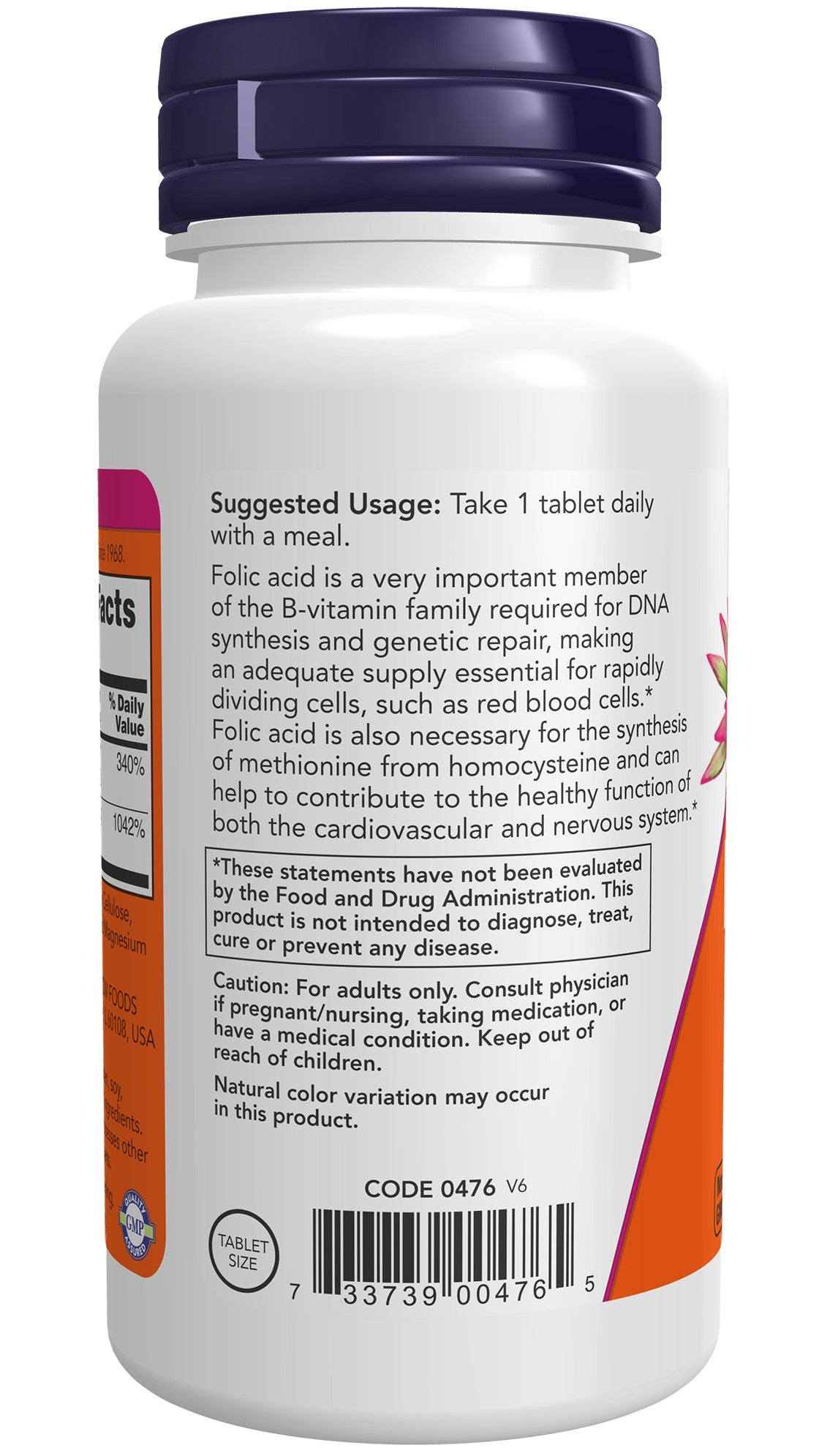 Ácido fólico 800 mcg com vitamina B-12 - 250 comprimidos-Suplementos, Vitaminas