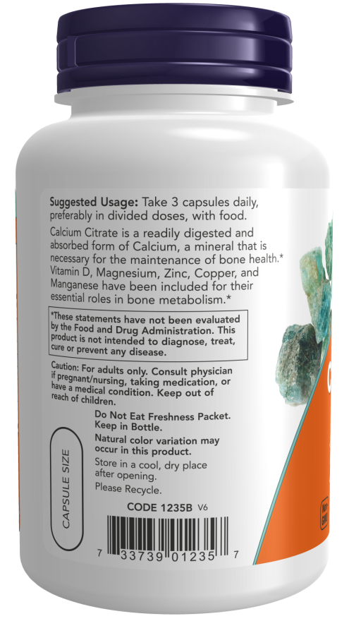 Citrato de Cálcio, 240 Cápsulas Vegetarianas