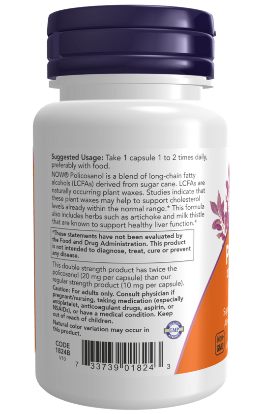 Policosanol, Força Dupla, 20 mg, 90 Cápsulas Vegetarianas