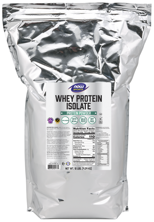 Isolado de Proteína de Soro de Leite, Pó Sem Sabor, (4,54 Kg)