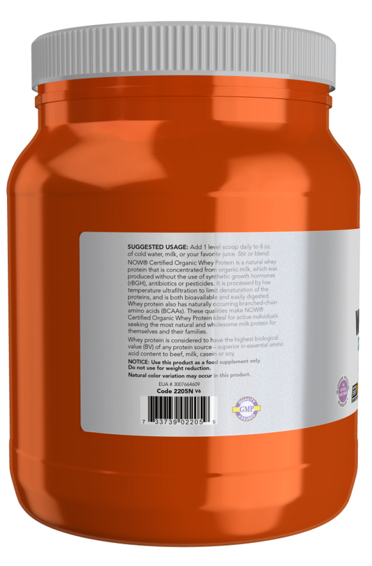 Proteína Whey, Pó Orgânico Sem Sabor, ( 454 g)