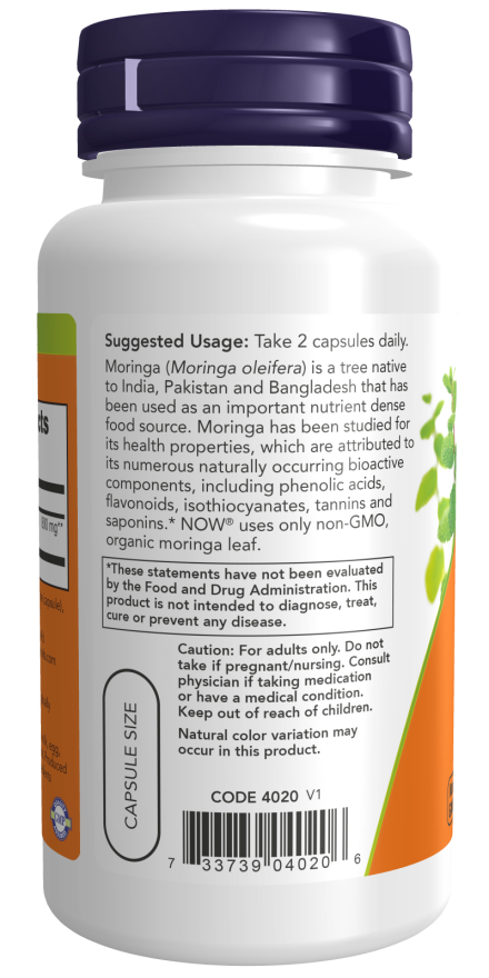 Folha de Moringa, 90 Cápsulas