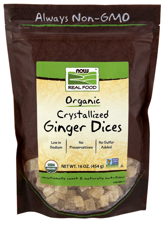 Cubos de Gengibre, Cristalizado e Orgânico, (454 g)