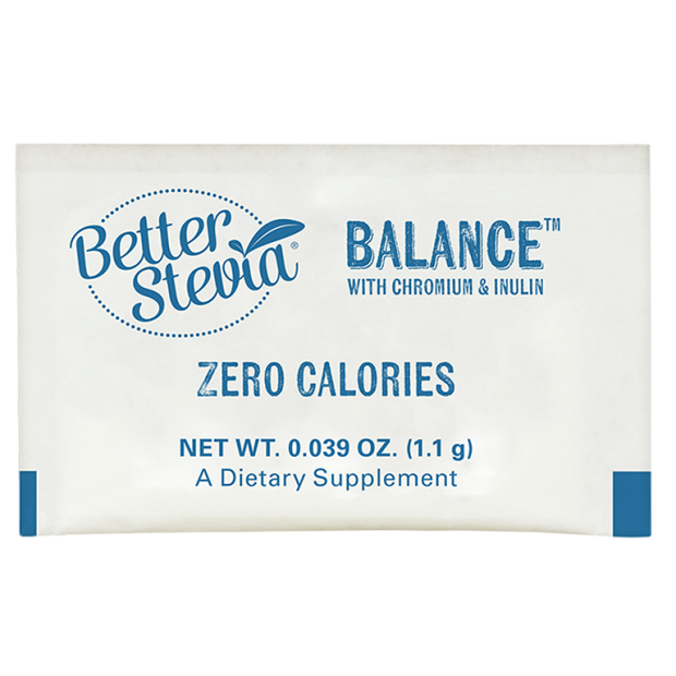 BetterStevia® Balance™ Com Pacotes de Cromo e Inulina, 100 Packets