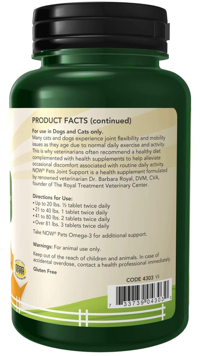 Apoio conjunto, 90 comprimidos mastigáveis para cães e gatos-Now Foods-Comprimidos mastigáveis de apoio comum para cães e gatos, Saúde Dos Pets