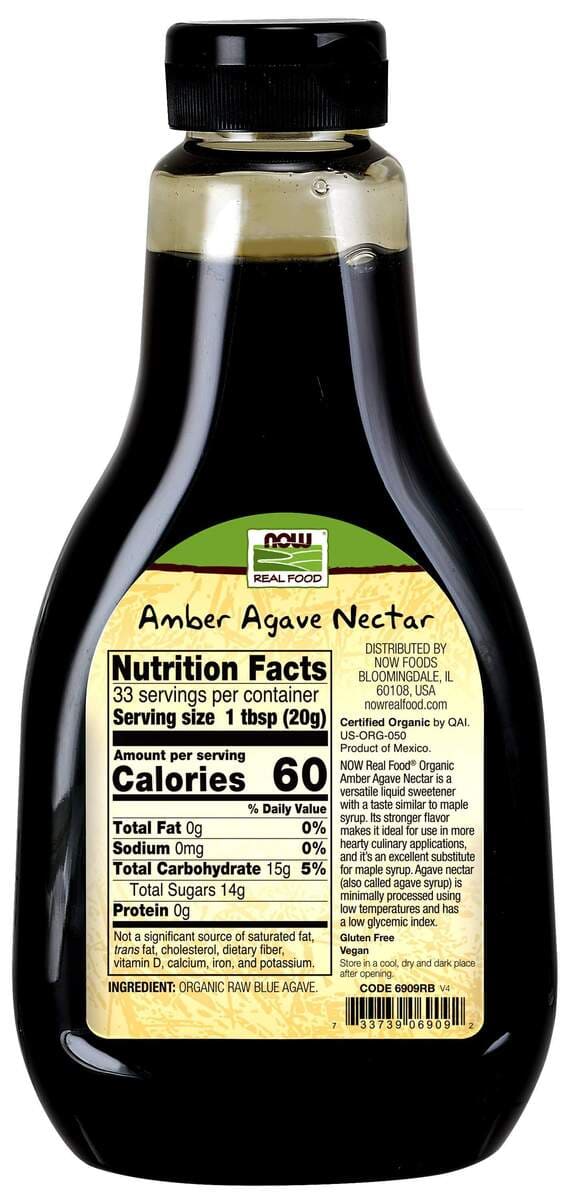 Néctar de agave, âmbar e orgânico, 23,28 onças.-Now Foods-Adoçantes,Alimentos Naturais