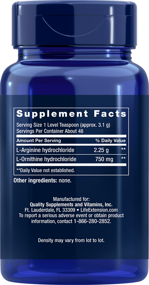 Arginine Ornithine Powder, 150 gramas - newfoodsbr