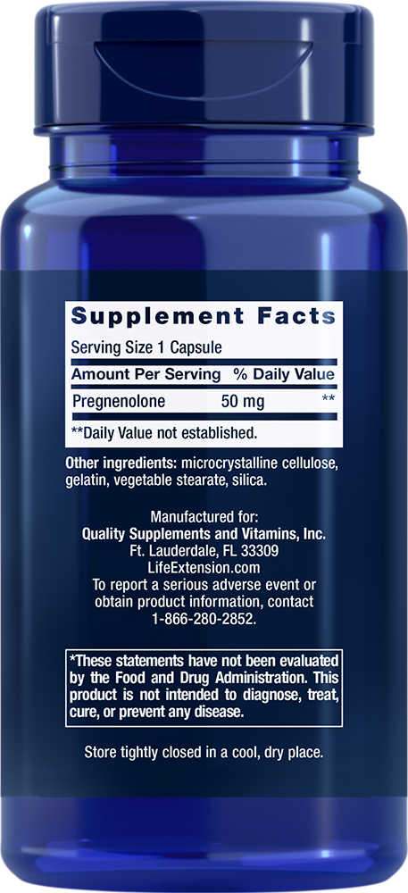Pregnenolone, 50 mg, 100 Cápsulas - newfoodsbr