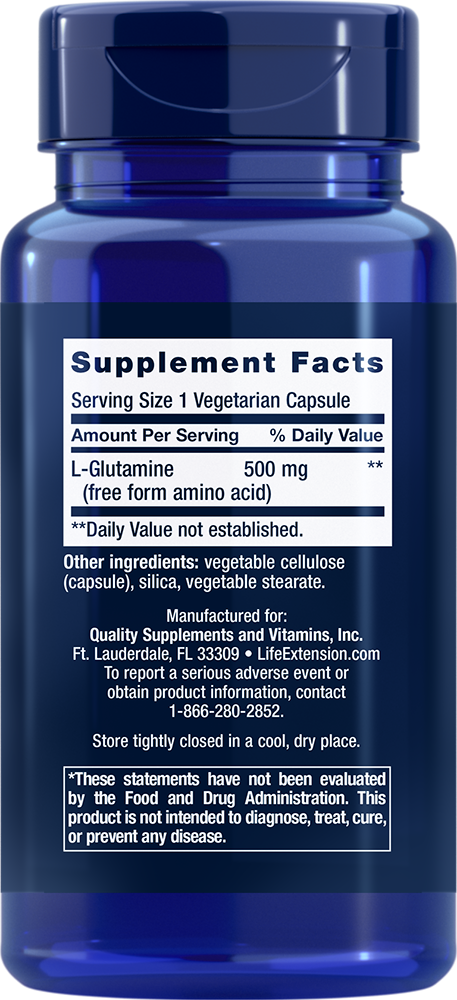 L-Glutamine, 500 mg, 100 Cápsulas Vegetarianas - newfoodsbr