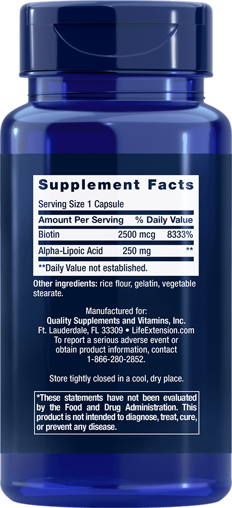 Alpha-Lipoic Acid with Biotin, 60 cápsulas - newfoodsbr