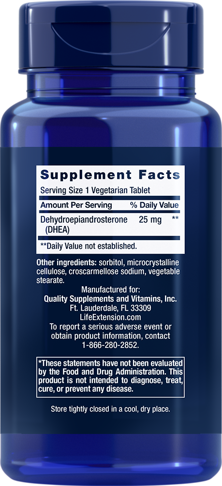 DHEA, 25 mg, 100 Comprimidos Dissolventes - newfoodsbr