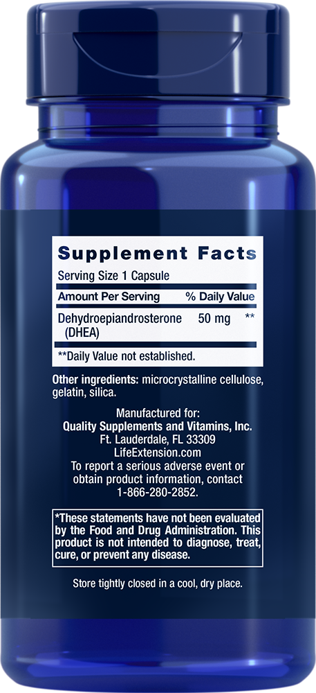 DHEA, 50 mg, 60 Cápsulas - newfoodsbr