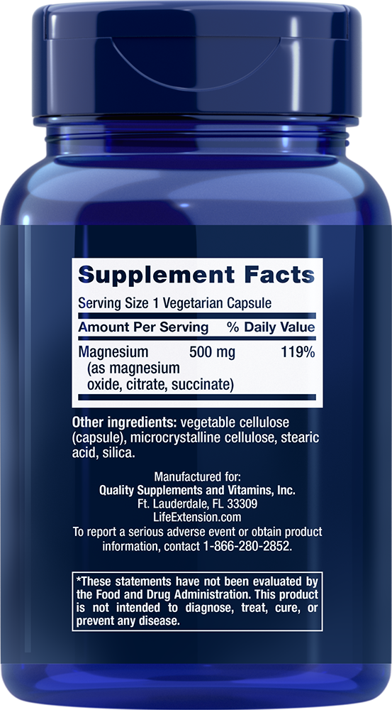 Magnesium Caps, 500 mg, 100 cápsulas vegetarianas - newfoodsbr