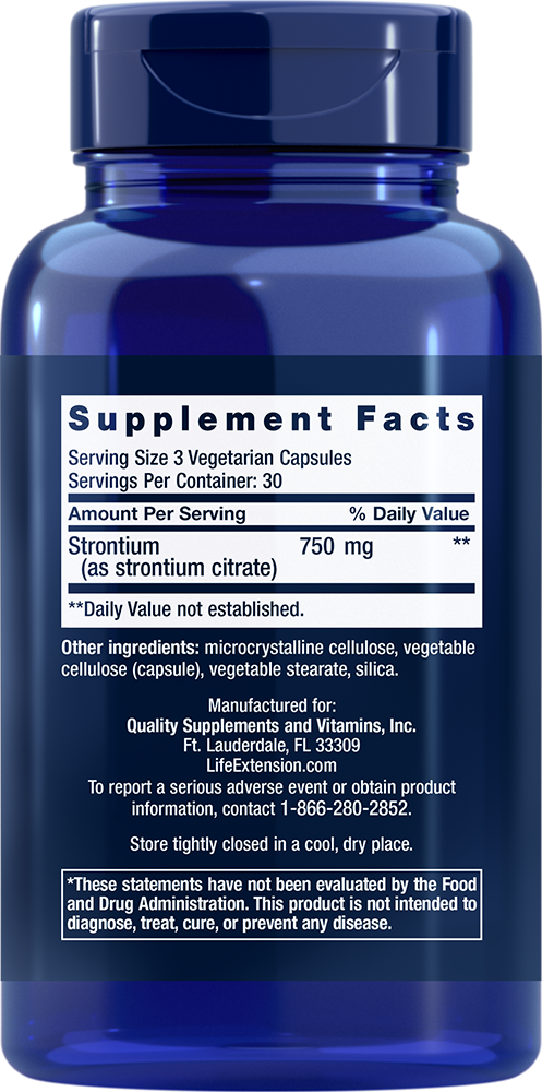 Strontium Caps, 750 mg, 90 cápsulas vegetarianas - newfoodsbr