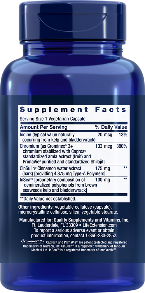 CinSulin® with InSea2® and Crominex® 3+, 90 cápsulas vegetarianas - newfoodsbr