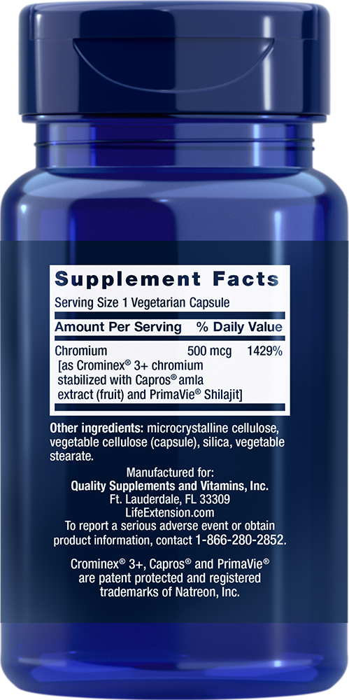Optimized Chromium with Crominex® 3+, 500 mcg, 60 cápsulas vegetarianas - newfoodsbr