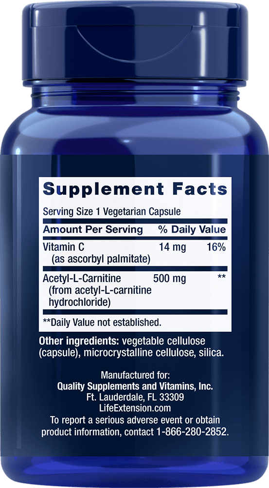 Acetyl-L-Carnitine, 500 mg, 100 cápsulas vegetarianas - newfoodsbr