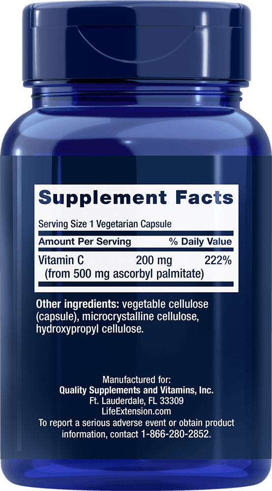 Ascorbyl Palmitate, 500 mg, 100 cápsulas vegetarianas - newfoodsbr