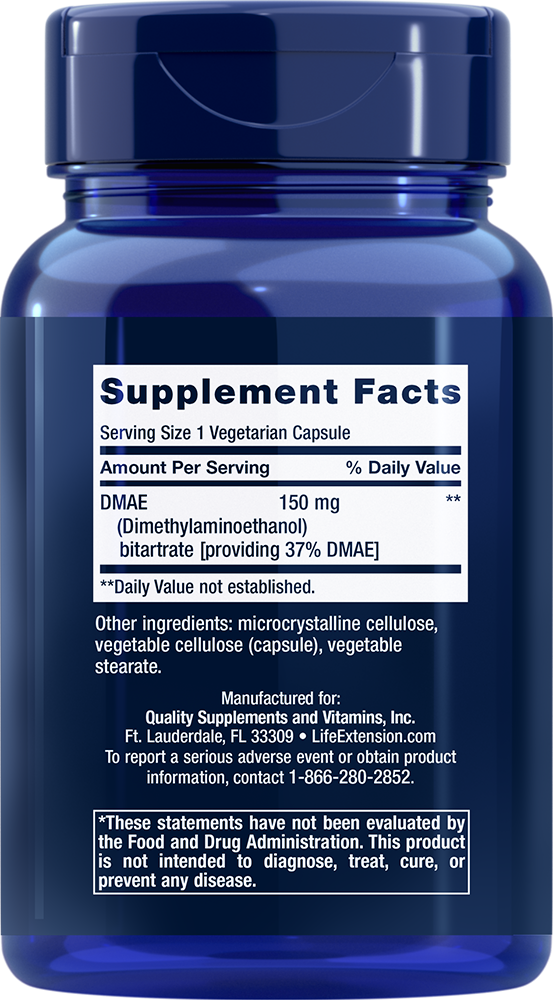 DMAE Bitartrate, 150 mg, 200 Cápsulas Vegetarianas - newfoodsbr